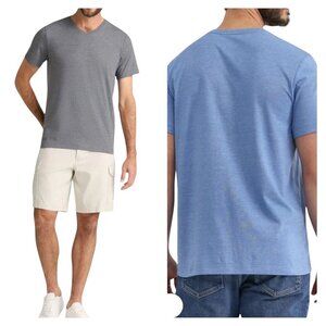 George Men’s V-Neck Moisture Wicking Shirts 2-Pack Size Large Gray & Blue NWT